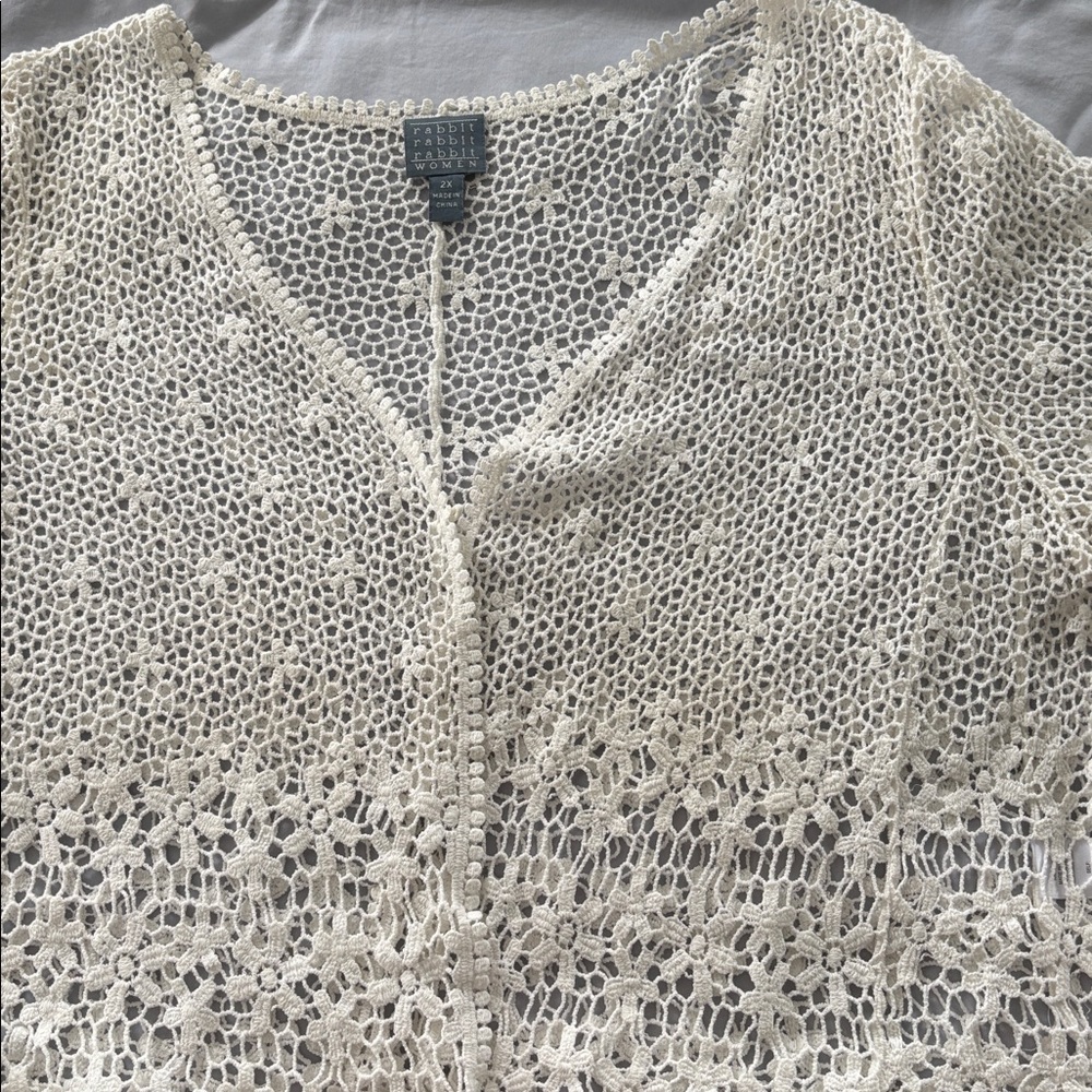 Rabbit Rabbit Rabbit Cream Crochet Sweater